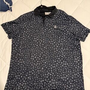 Original Penguin Black Polo Shirt with All-Over Print